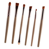 Max 6pcs Soft Synthetic Eye Shadow Makeup Brush Kit for Eye Shader Eyeliner Golden Coffee