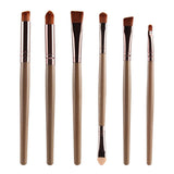 Max 6pcs Soft Synthetic Eye Shadow Makeup Brush Kit for Eye Shader Eyeliner Golden Coffee