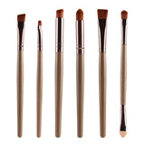 Max 6pcs Soft Synthetic Eye Shadow Makeup Brush Kit for Eye Shader Eyeliner Golden Coffee
