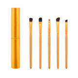 Max 5pcs Wooden Handle Nylon Eye Makeup Brushes Eyeshadow Eyebrow Blender Brush Golden