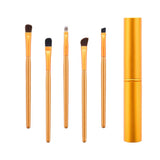 Max 5pcs Wooden Handle Nylon Eye Makeup Brushes Eyeshadow Eyebrow Blender Brush Golden