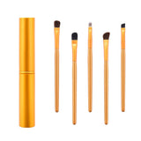 Max 5pcs Wooden Handle Nylon Eye Makeup Brushes Eyeshadow Eyebrow Blender Brush Golden