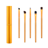 Max 5pcs Wooden Handle Nylon Eye Makeup Brushes Eyeshadow Eyebrow Blender Brush Golden