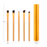 Max 5pcs Wooden Handle Nylon Eye Makeup Brushes Eyeshadow Eyebrow Blender Brush Golden