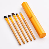 Max 5pcs Wooden Handle Nylon Eye Makeup Brushes Eyeshadow Eyebrow Blender Brush Golden