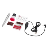 Max Electric Nail Drill File Machine Kit Manicure Nail Polisher Drill Bits Brush Silver