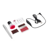 Max Electric Nail Drill File Machine Kit Manicure Nail Polisher Drill Bits Brush Silver