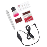 Max Electric Nail Drill File Machine Kit Manicure Nail Polisher Drill Bits Brush Silver