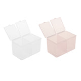 2 Compartments Cosmetic Nail Towel Box Storage Box Swabs Container Clear