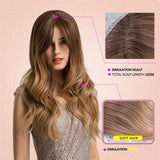 Max 24" Fashion Long Wavy Loose Body Wave Women Natural Wigs Center Parting Wig