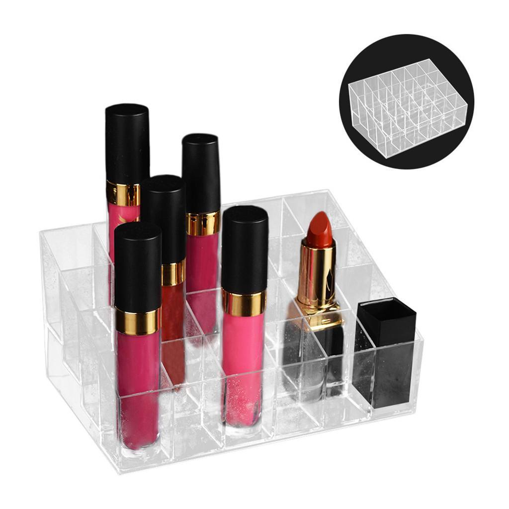 Maxbell Acrylic Desk Lipstick Holder Display Cosmetic Organizer Makeup Case 24 Slots - Aladdin Shoppers
