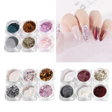 Maxbell 6 Boxes Holographic Mermaid Nail Art Glitter Powder Sequins Flakes Paillette 01