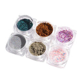 Maxbell 6 Boxes Holographic Mermaid Nail Art Glitter Powder Sequins Flakes Paillette 01
