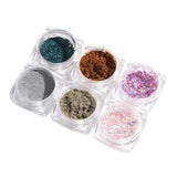 Maxbell 6 Boxes Holographic Mermaid Nail Art Glitter Powder Sequins Flakes Paillette 01