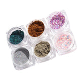 Maxbell 6 Boxes Holographic Mermaid Nail Art Glitter Powder Sequins Flakes Paillette 01