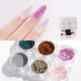 Maxbell 6 Boxes Holographic Mermaid Nail Art Glitter Powder Sequins Flakes Paillette 01