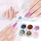 Maxbell 6 Boxes Holographic Mermaid Nail Art Glitter Powder Sequins Flakes Paillette 01