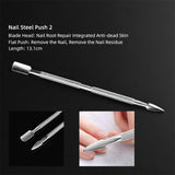 Stainless Steel 2 Ended Cuticle Pusher Manicure Nail Polish Trimmer Remover
