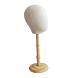 Maxbell Canvas Tabletop Wig Mannequin Hat Holder Stand Display Manikin Model High Wood