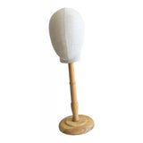 Maxbell Canvas Tabletop Wig Mannequin Hat Holder Stand Display Manikin Model High Wood