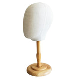 Maxbell Canvas Tabletop Wig Mannequin Hat Holder Stand Display Manikin Model Medium Wood