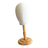 Maxbell Canvas Tabletop Wig Mannequin Hat Holder Stand Display Manikin Model Medium Wood