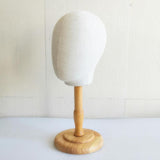 Maxbell Canvas Tabletop Wig Mannequin Hat Holder Stand Display Manikin Model Medium Wood