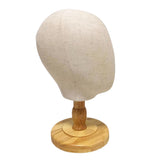 Canvas Tabletop Wig Mannequin Hat Holder Stand Display Manikin Model Low Wood