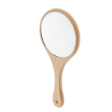 Max Wooden Makeup Cosmetic Compact Handheld Mirror Travel Small Vanity Mirror Round M
