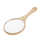 Max Wooden Makeup Cosmetic Compact Handheld Mirror Travel Small Vanity Mirror Round M