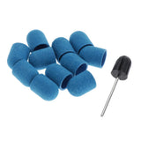 Max 10pcs Manicure DIY Nail Files Sanding Caps/Bands Grinding Mandrel Bit Blue