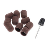 Max 10pcs Manicure DIY Nail Files Sanding Caps/Bands Grinding Mandrel Bit Brown