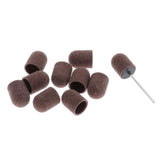 Max 10pcs Manicure DIY Nail Files Sanding Caps/Bands Grinding Mandrel Bit Brown
