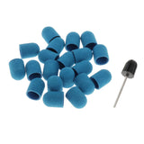 20pcs Manicure DIY Nail File Sanding Caps/Bands Polishing Mandrel Bit Blue