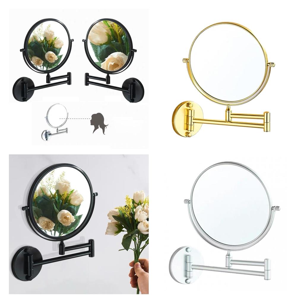Double Sided Wall Mount 3X Magnifying Cosmetic Shaving Swivel Mirror Matte