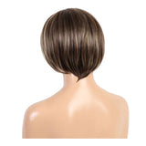 Maxbell Charming Short Human Hair Women Straight Side Part Brown Blonde Natural Wigs