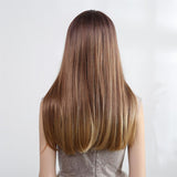 Maxbell 24'' Women Long Straight Synthetic Heat Resistant Wigs for Cosplay Party Brown