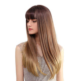 Maxbell 24'' Women Long Straight Synthetic Heat Resistant Wigs for Cosplay Party Brown
