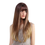 Maxbell 24'' Women Long Straight Synthetic Heat Resistant Wigs for Cosplay Party Brown