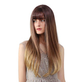 Maxbell 24'' Women Long Straight Synthetic Heat Resistant Wigs for Cosplay Party Brown