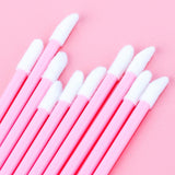 Max 100Pcs Disposable Lip Brushes Lipstick Lip Gloss Wands Applicator Tools Pink