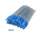 Max 50x Nylon Eyelash Mascara Wands Applicators Eyebrow Shaping Grooming Brushes Blue