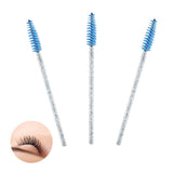 Max 50x Nylon Eyelash Mascara Wands Applicators Eyebrow Shaping Grooming Brushes Blue