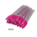 Max 50x Nylon Eyelash Mascara Wands Applicators Eyebrow Shaping Grooming Brushes Rose Red