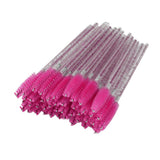 Max 50x Nylon Eyelash Mascara Wands Applicators Eyebrow Shaping Grooming Brushes Rose Red