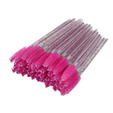 Max 50x Nylon Eyelash Mascara Wands Applicators Eyebrow Shaping Grooming Brushes Rose Red