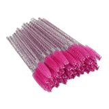 Max 50x Nylon Eyelash Mascara Wands Applicators Eyebrow Shaping Grooming Brushes Rose Red