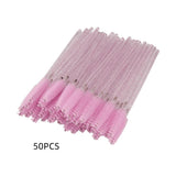 Max 50x Nylon Eyelash Mascara Wands Applicators Eyebrow Shaping Grooming Brushes Pink
