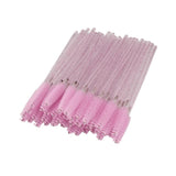 Max 50x Nylon Eyelash Mascara Wands Applicators Eyebrow Shaping Grooming Brushes Pink