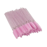 Max 50x Nylon Eyelash Mascara Wands Applicators Eyebrow Shaping Grooming Brushes Pink